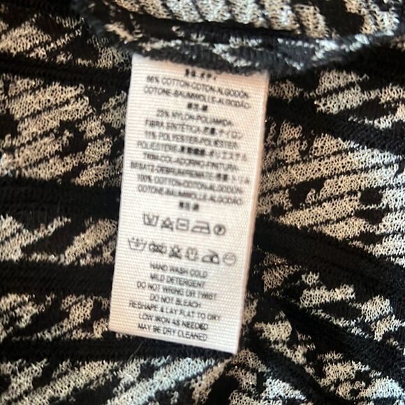 Free People Kimono Patterned Poncho Black White Tassle Boho Open Cardigan M/L - Picture 10 of 12